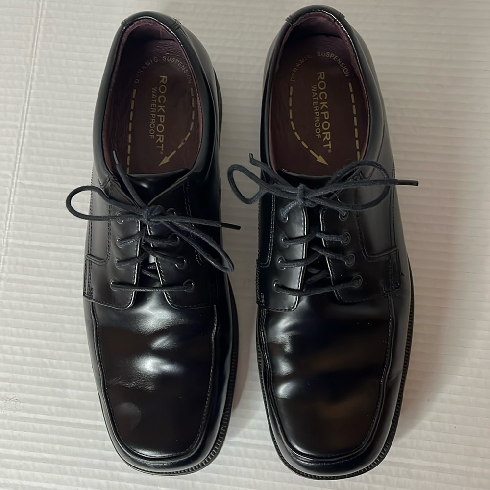 Rockport Men's Black Dress Shoes Size 10.5 Waterproof Leather Office Wedding - Picture 4 of 17